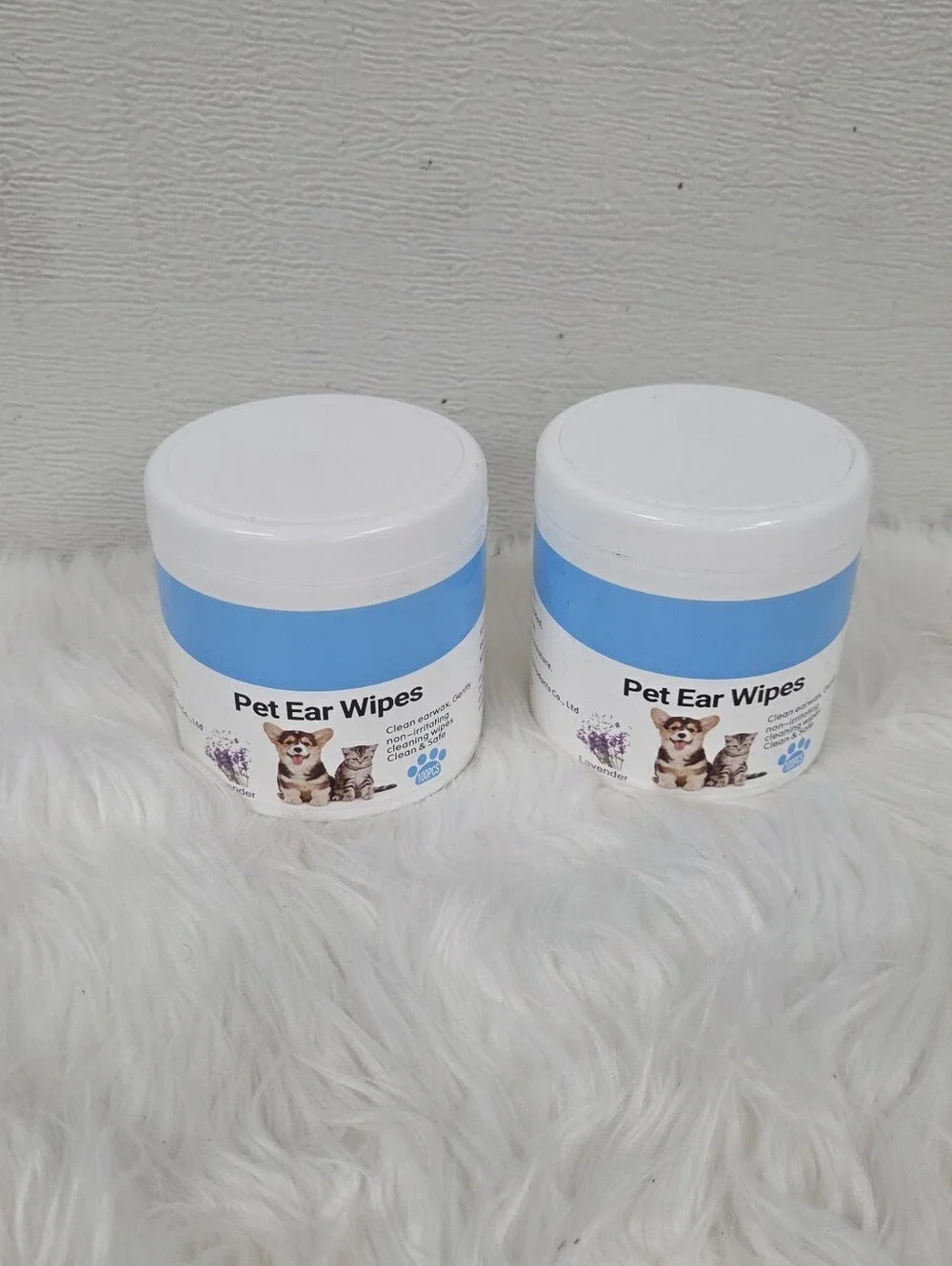 Pet Ear Wipes - Blue & White Canisters (2 Pack)